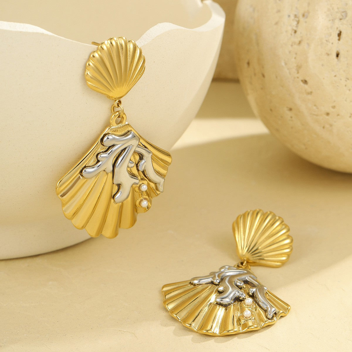 Wholesale  Metal Shell Series Stainless Steel Earrings