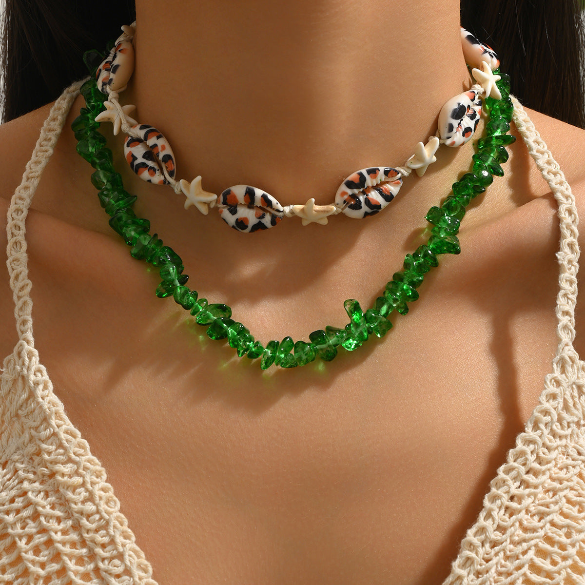 Wholesale Shell Starfish Gravel Necklace