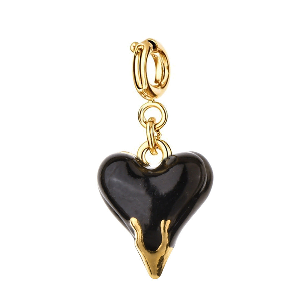 Wholesale Retro Style Heart Series Oil Dripping Colorful Stainless Steel  Charms