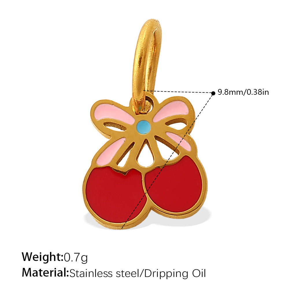 Wholesale Various Cherry Fruit Design Stainless Steel Pendants DIY Creative Bracelet Necklace Jewelry Pendant Bracelet