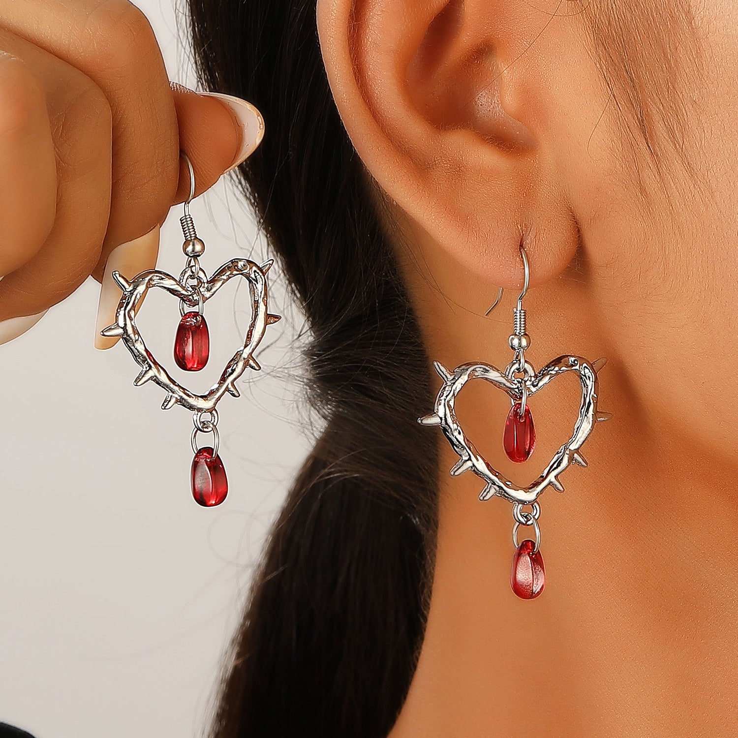 Wholesale Gothic Punk Heart n Cross Teardrop Earrings For Women Vintage Style Jewelry Accessory Party