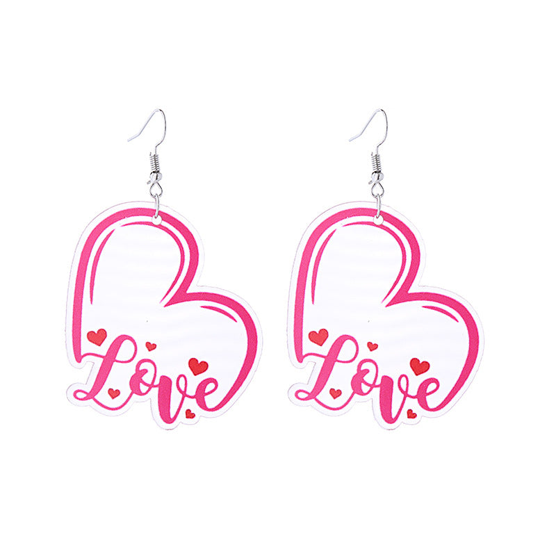 Wholesale Pink Valentine's Day Cute Cat Envelope Double Sided Acrylic Earrings ACC-ES-ChouT006