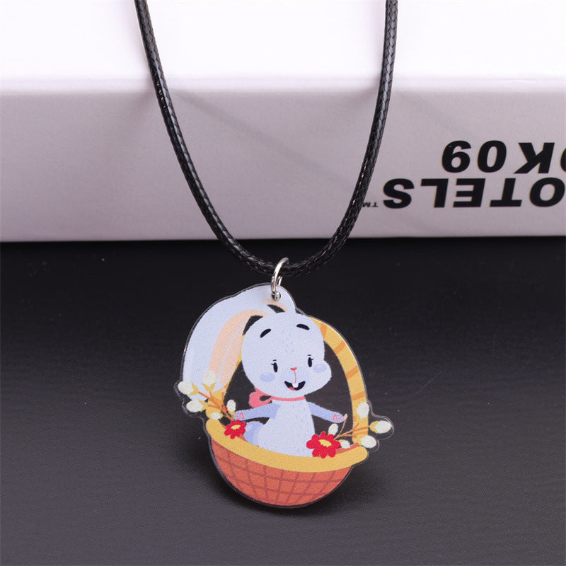 Wholesale Easter Bunny Egg Acrylic Pendant Necklace ACC-NE-DA002