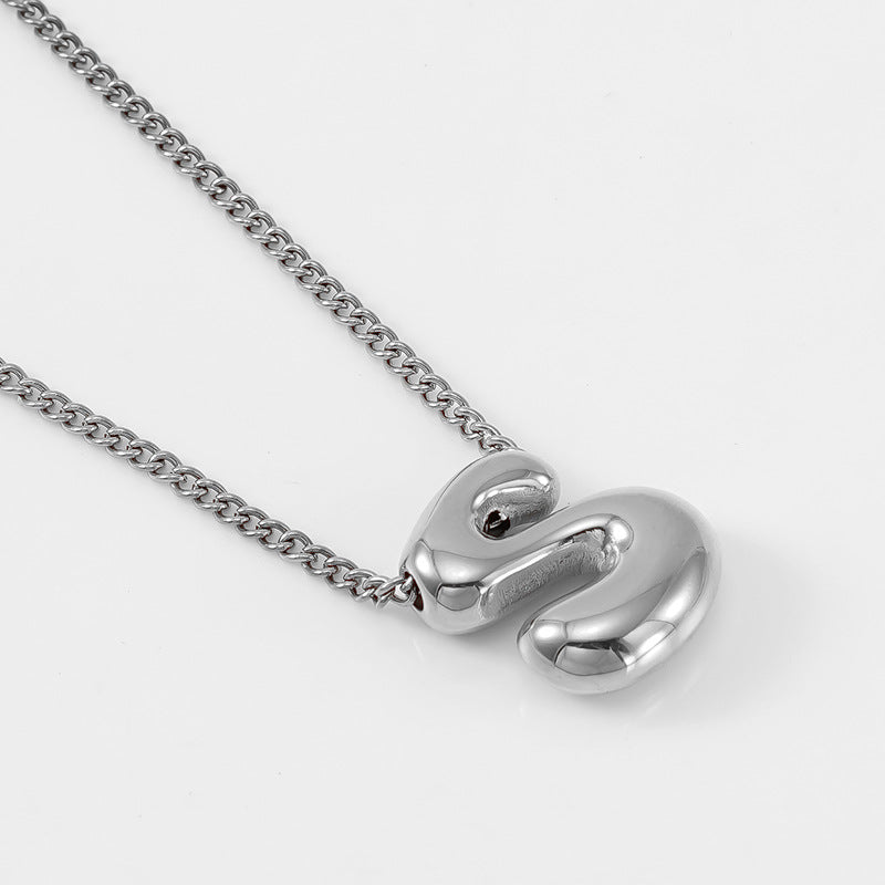 Wholesale Titanium Steel  balloon bubble letter pendant female necklace