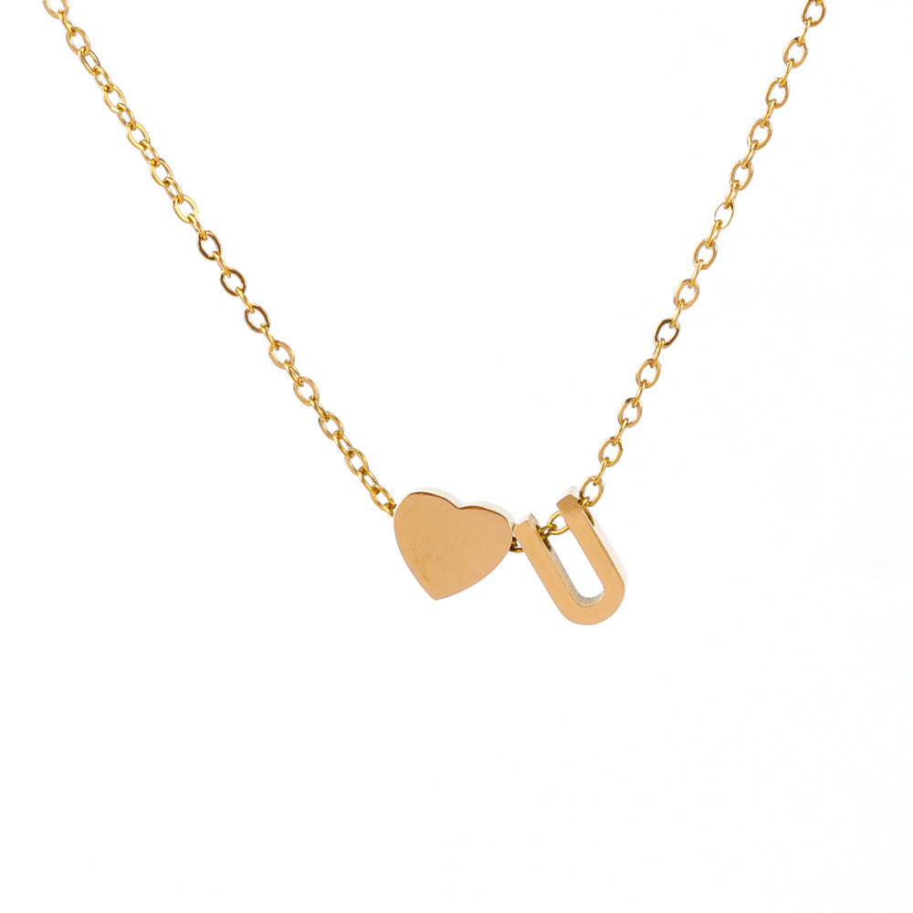 Wholesale 18K Gold Titanium Steel Letter Love Necklace ACC-NE-FeiLing004