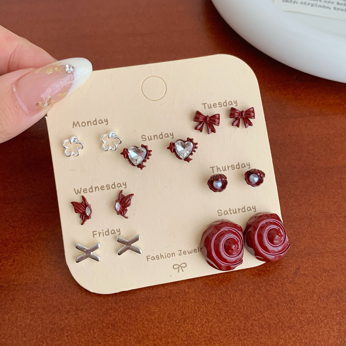 Wholesale Ankora Red Bow Earring Set