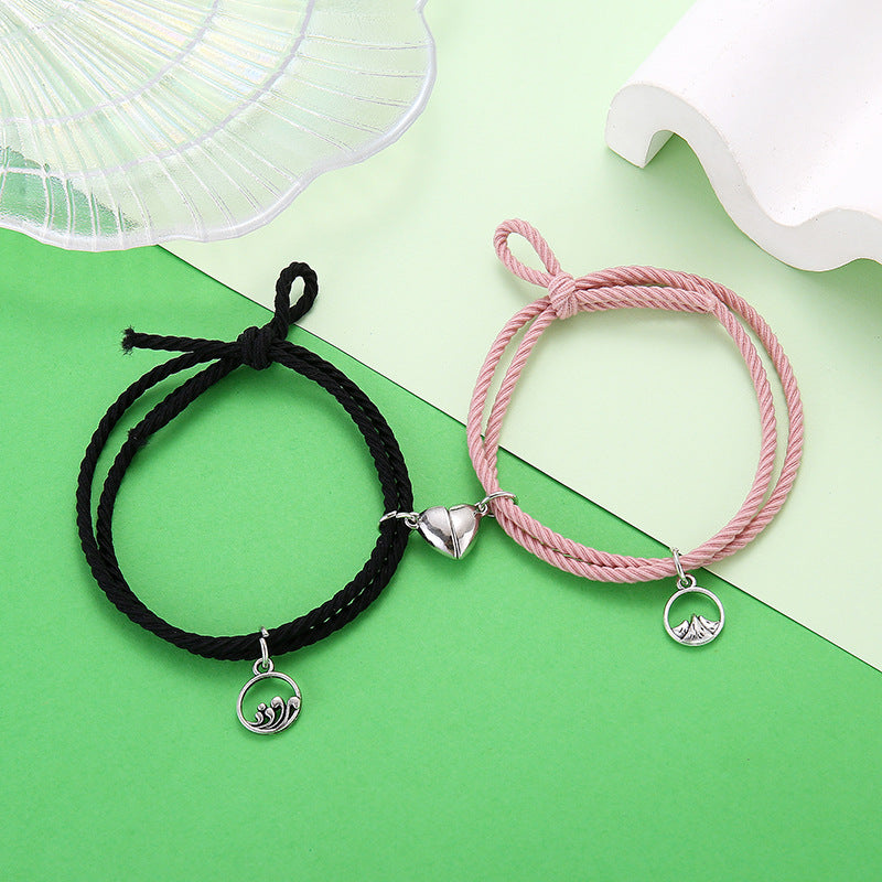 Wholesale  simple rubber band rope love oath key lock couple bracelet