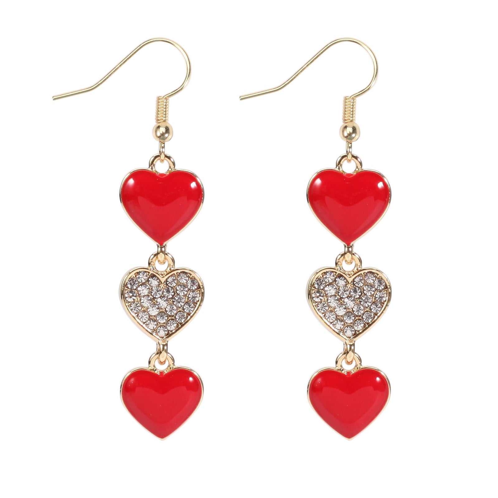 Wholesale Valentine' s Day Red Love Rhinestone  Earrings