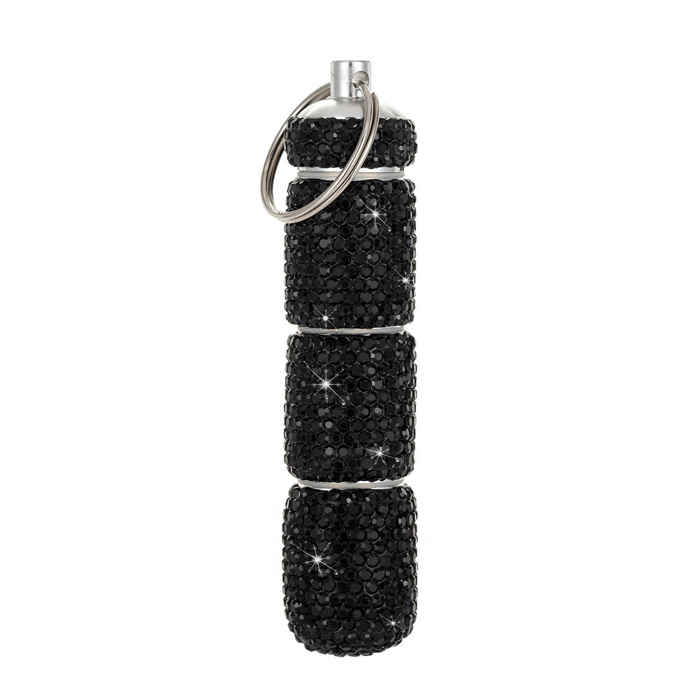 Wholesale Rhinestone Three Section Mini Medicine Bottle Aluminum Alloy Keychain ACC-KC-ZW001