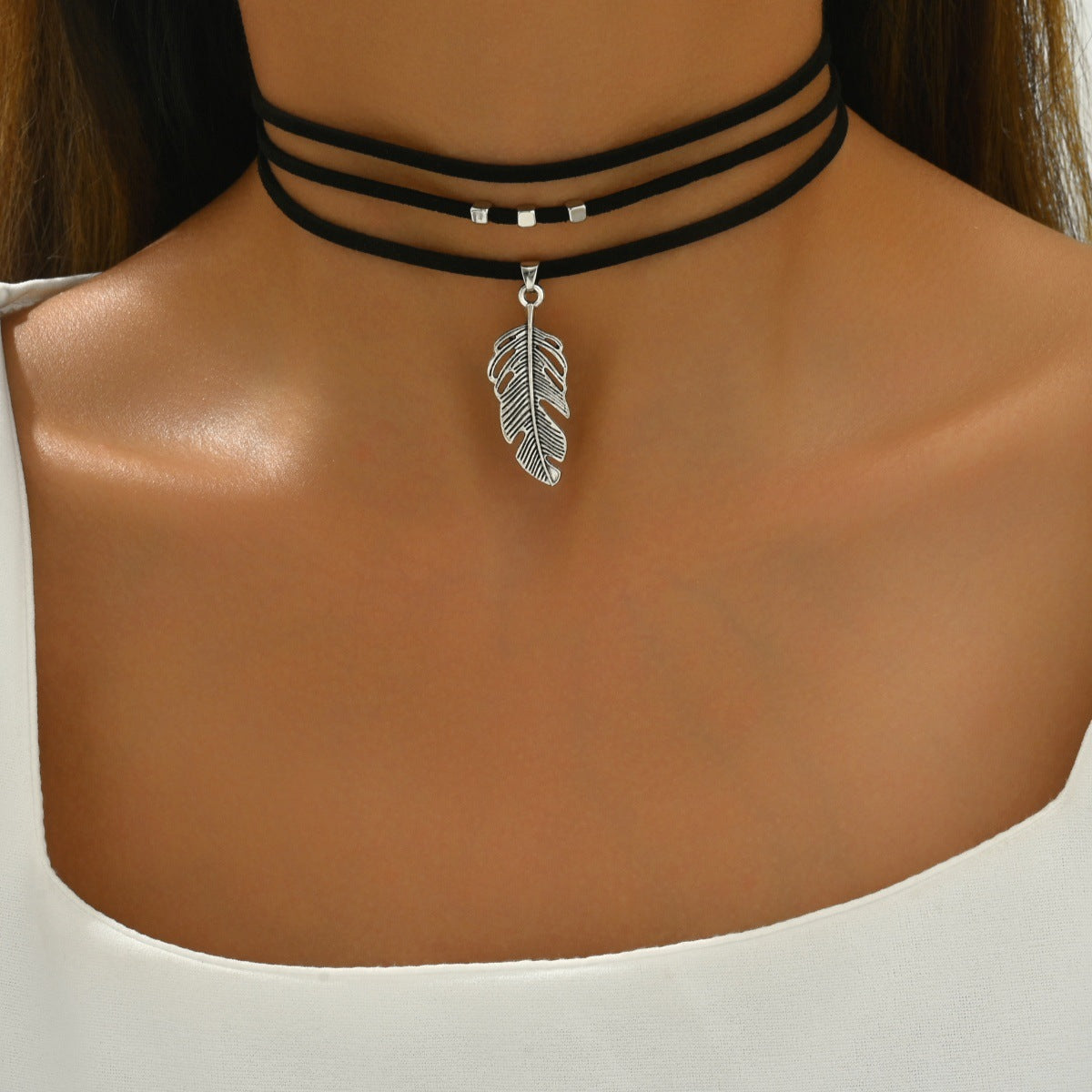 Wholesale  Gothic Style Leaf Pendant Multi-layer Necklace