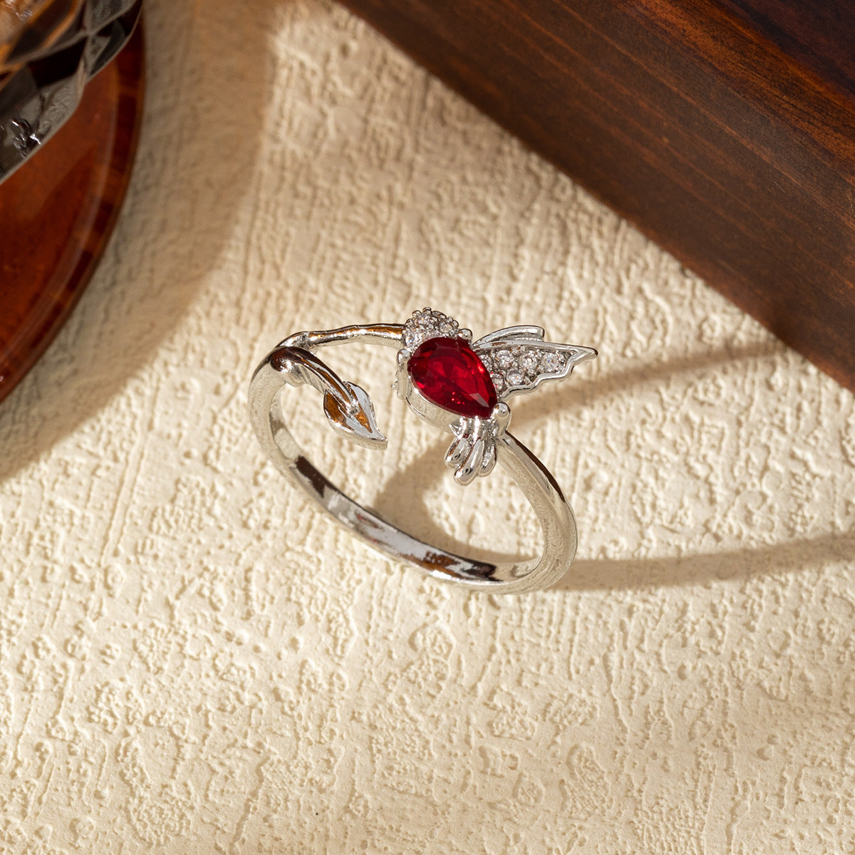 Wholesale Open Adjustable Flower Ring Copper Zircon Chic Jewelry Accessory