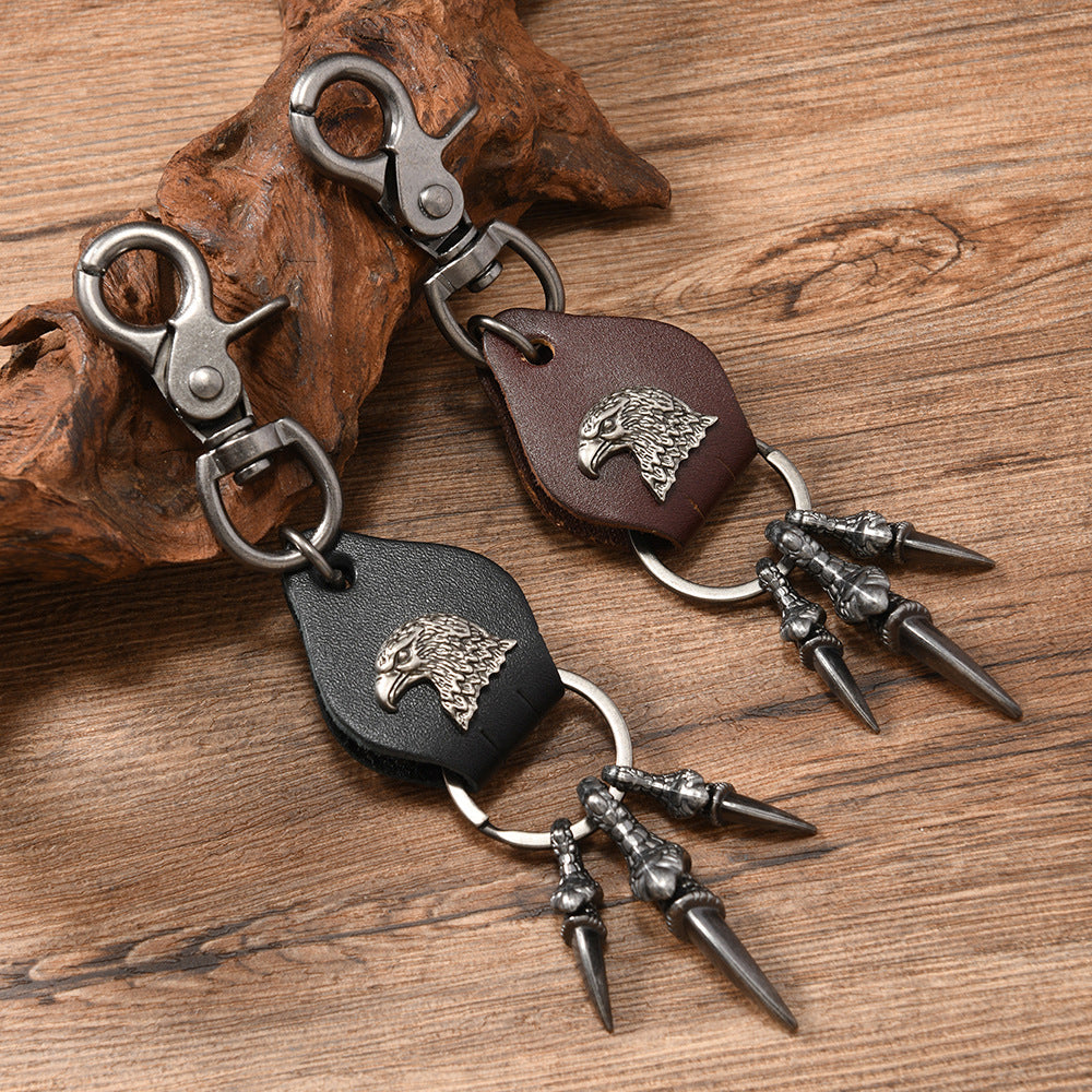 Wholesale Vintage leather eagle keychain