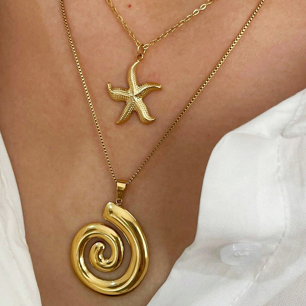 Wholesale Trendy Starfish Pendant Necklace Stainless Steel Fashion Layering Jewelry Gift For Resale