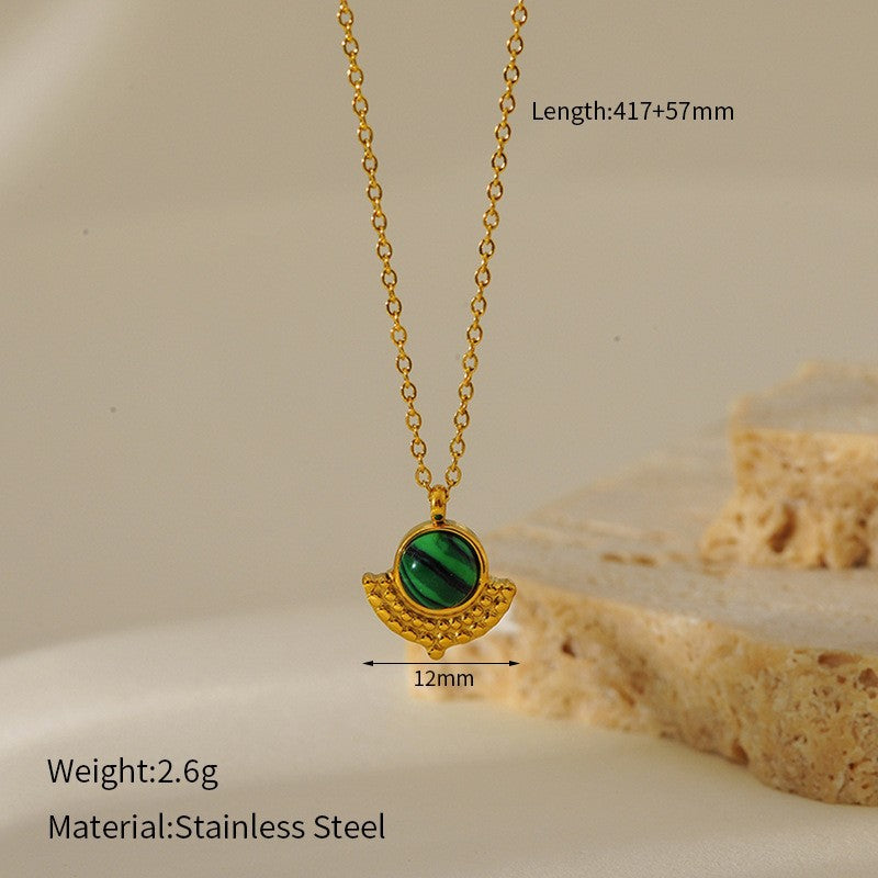 Wholesale  Retro Emerald Stainless Steel Necklace