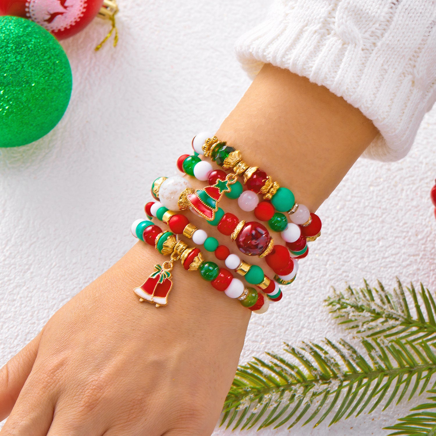 Wholesale Christmas  Elk Beaded Multi-Layer Bracelet