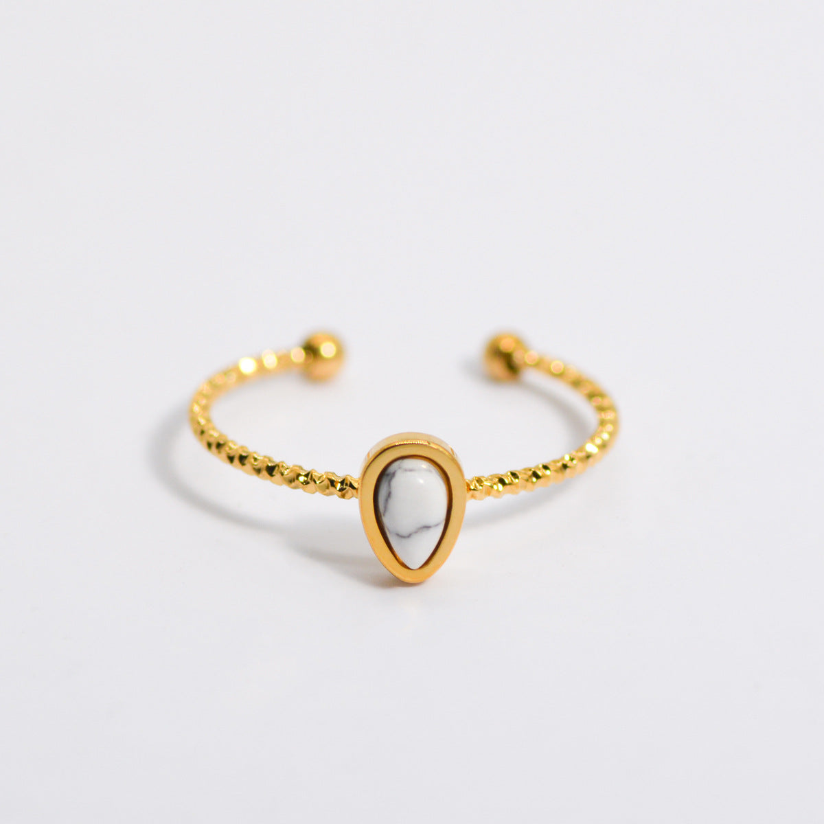 Wholesale  drop natural stone ring open titanium steel adjustable  ring