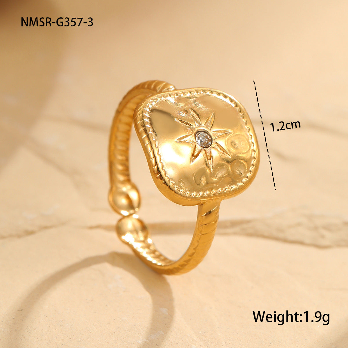 Wholesale  Light Luxury Fashion Texture Adjustable Ring Stainless Steel 18k Gold Plated Rings
