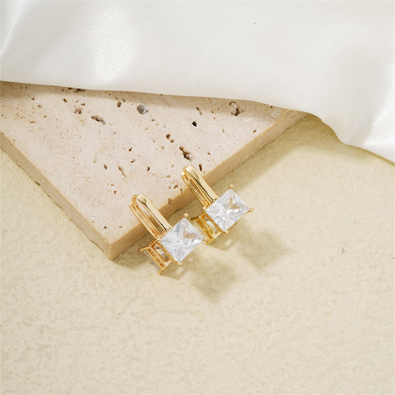 Wholesale Double Sided Square Zircon Earrings ACC-ES-MOXI003