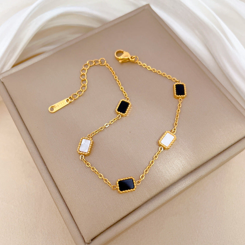 Wholesale Vintage Titanium Steel Forest Black and White Square Bracelet ACC-BT-LiGe001