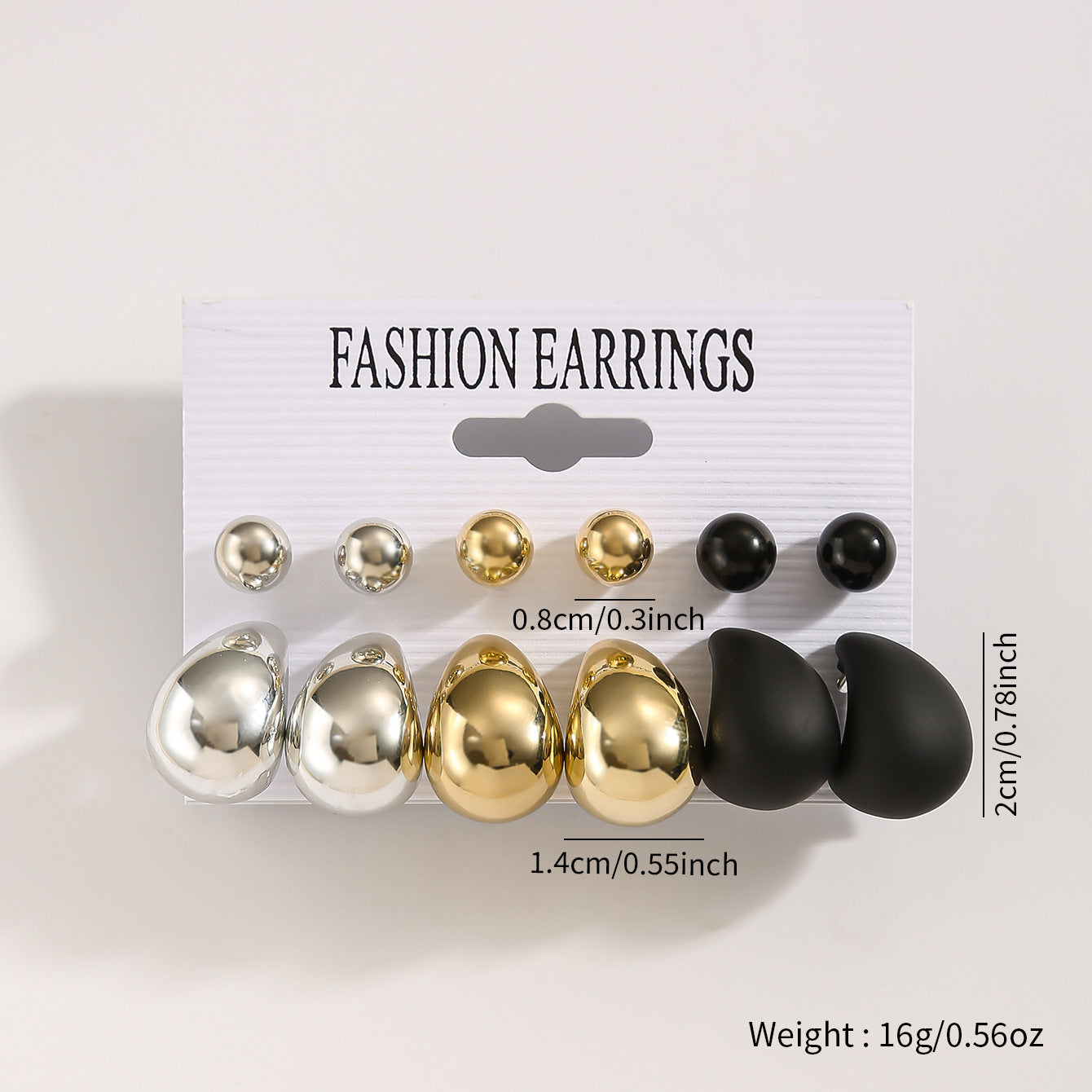 Wholesale Resin Drop Earrings Set For Women 6 Pairs In Gold Black Silver Party Gift Jewelry Accessory