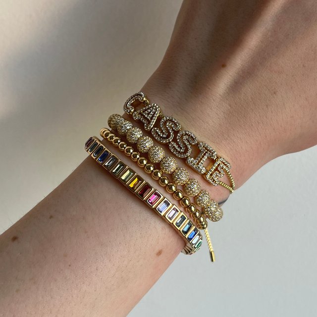 Wholesale  26 English letters inlaid zircon delicate gold DIY bracelet