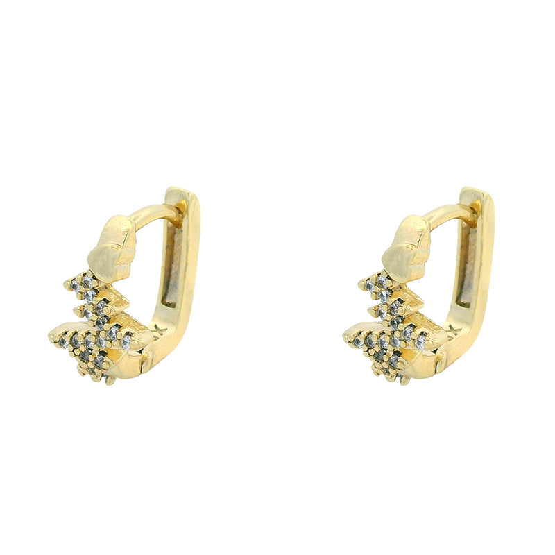 Wholesale  Gold Plated Zircon Lightning Ear Buckle  Light Luxury Earrings