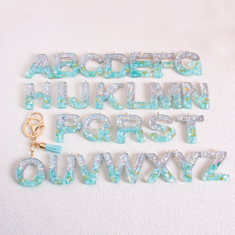 Wholesale Glitter 26 English Letter Tassel Keychain