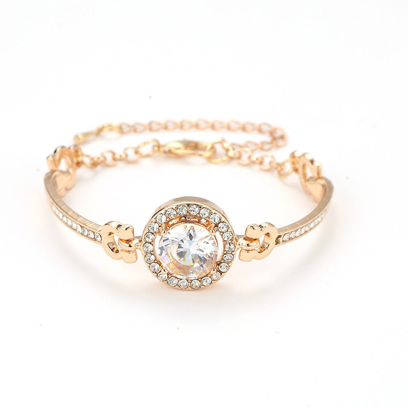 Wholesale Fashionable Geometric Sparkling Bracelet For Women Gold Tone Alloy Jewelry Everyday Wear Gift