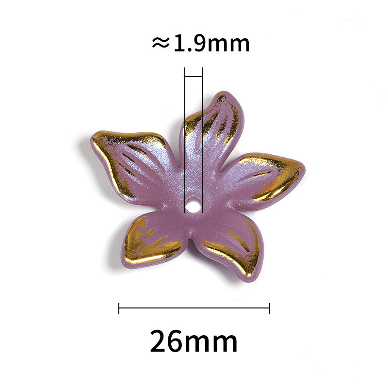 Wholesale Gold-rimmed Five-petal Flower Receptacle Colorful Flowers Acrylic Beaded DIY Accessories ACC-BDS-BLG060