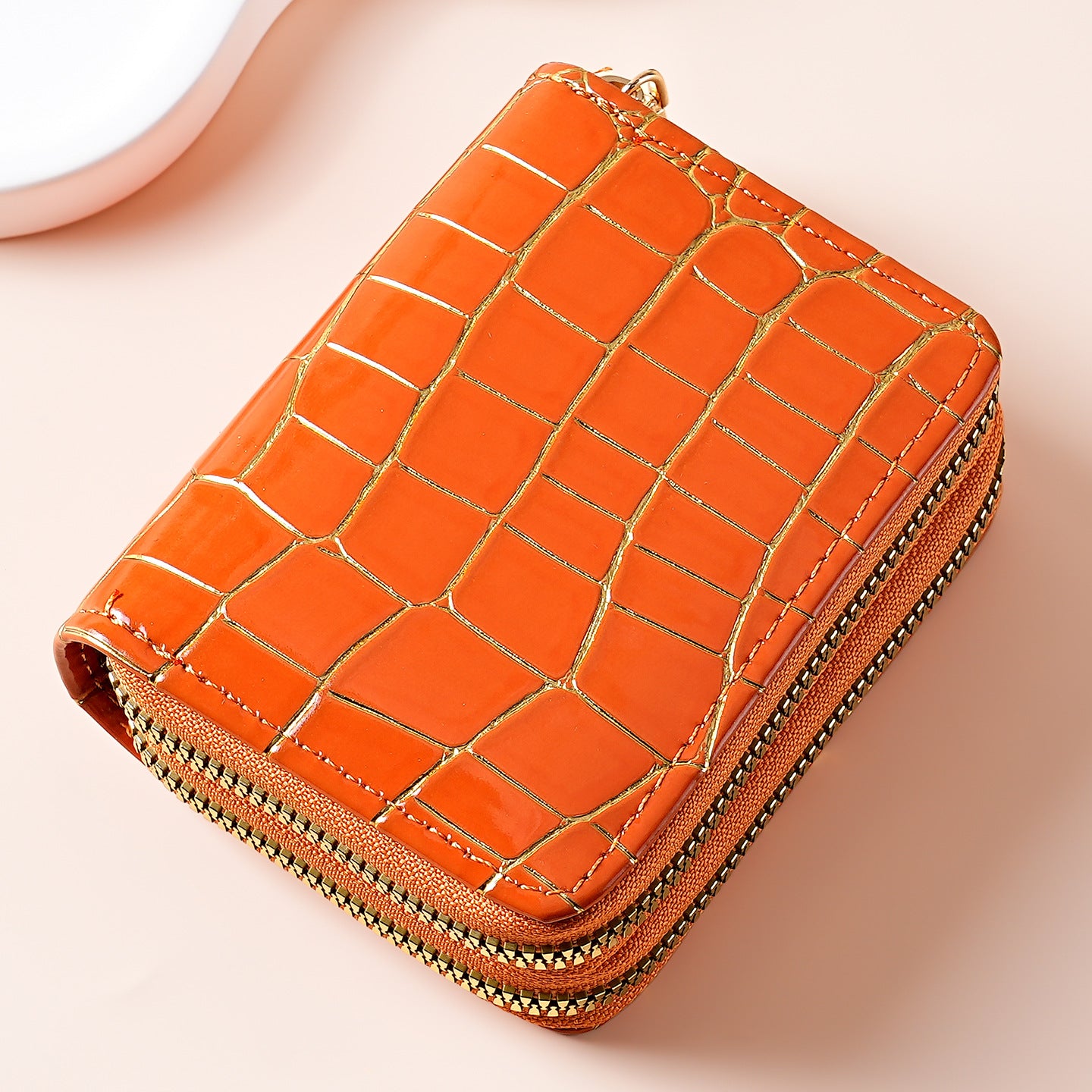 Wholesale Women S Everyday PU Leather Card Holder Wallet Stone Texture Multi Slot Double Zipper Coin Purse