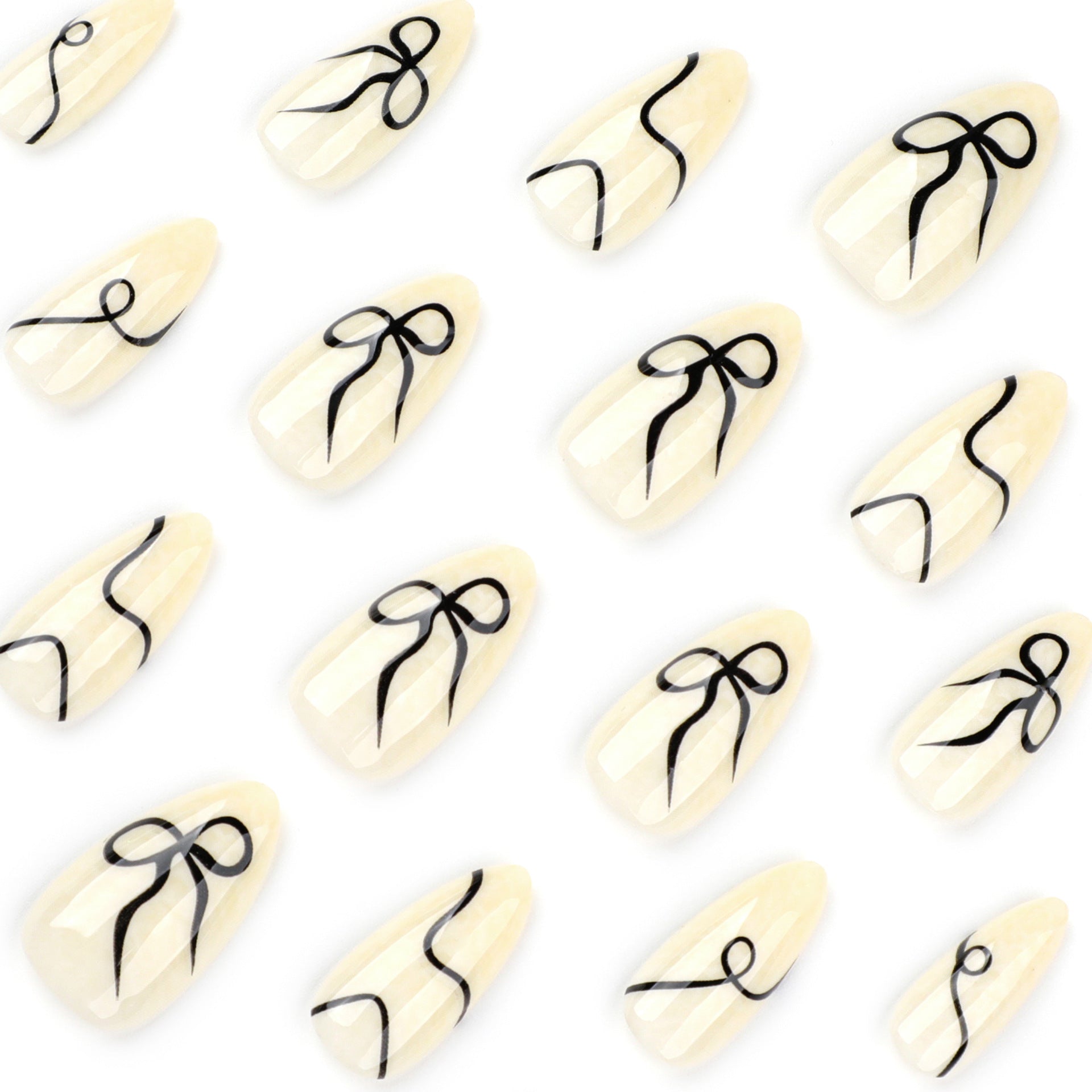 Wholesale 24 Pieces/box Black Bow Nails Kits Nail Stickers