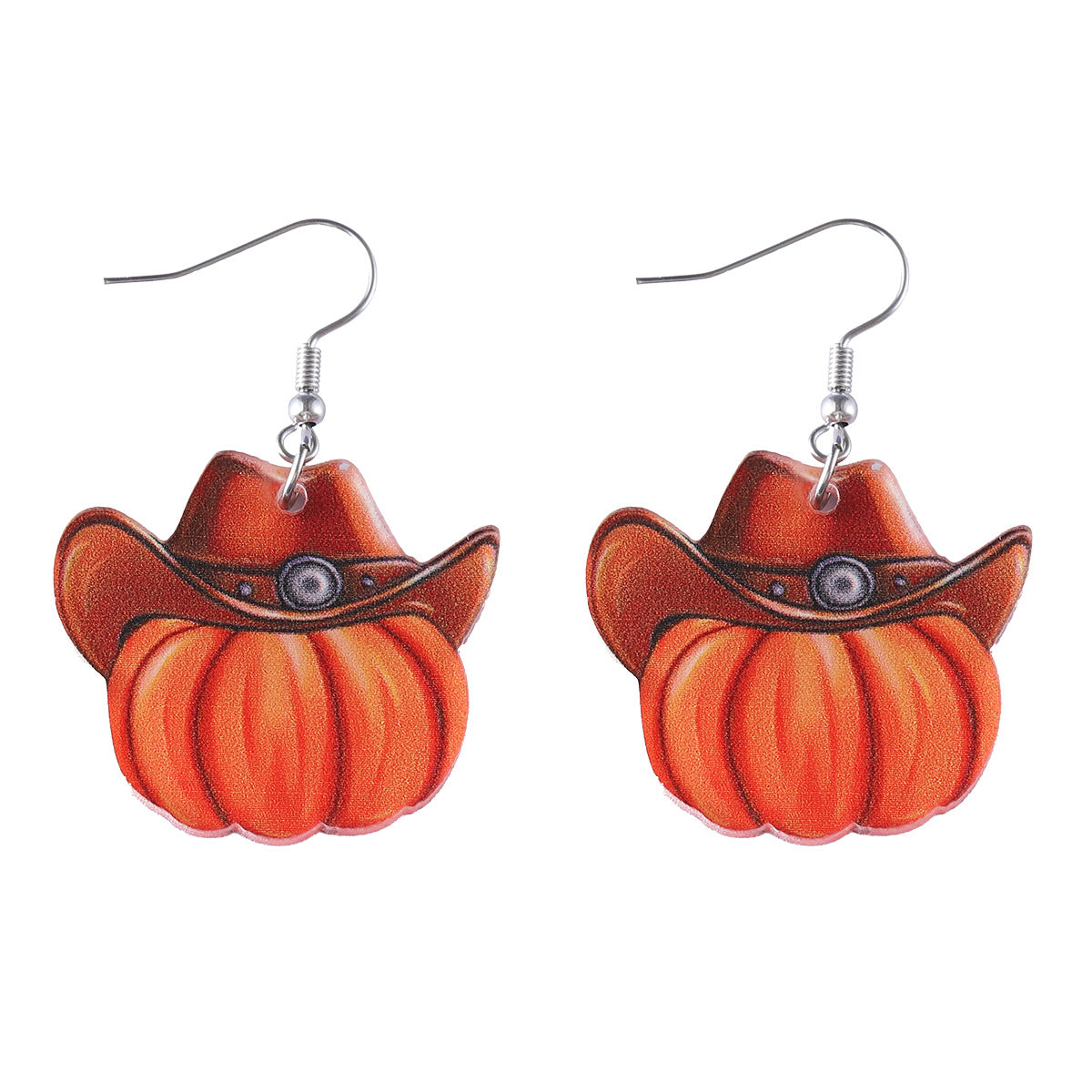 Wholesale Autumn Thanksgiving Western Cowboy Hat Pumpkin Pendant Acrylic Earrings ACC-ES-ChuLian091