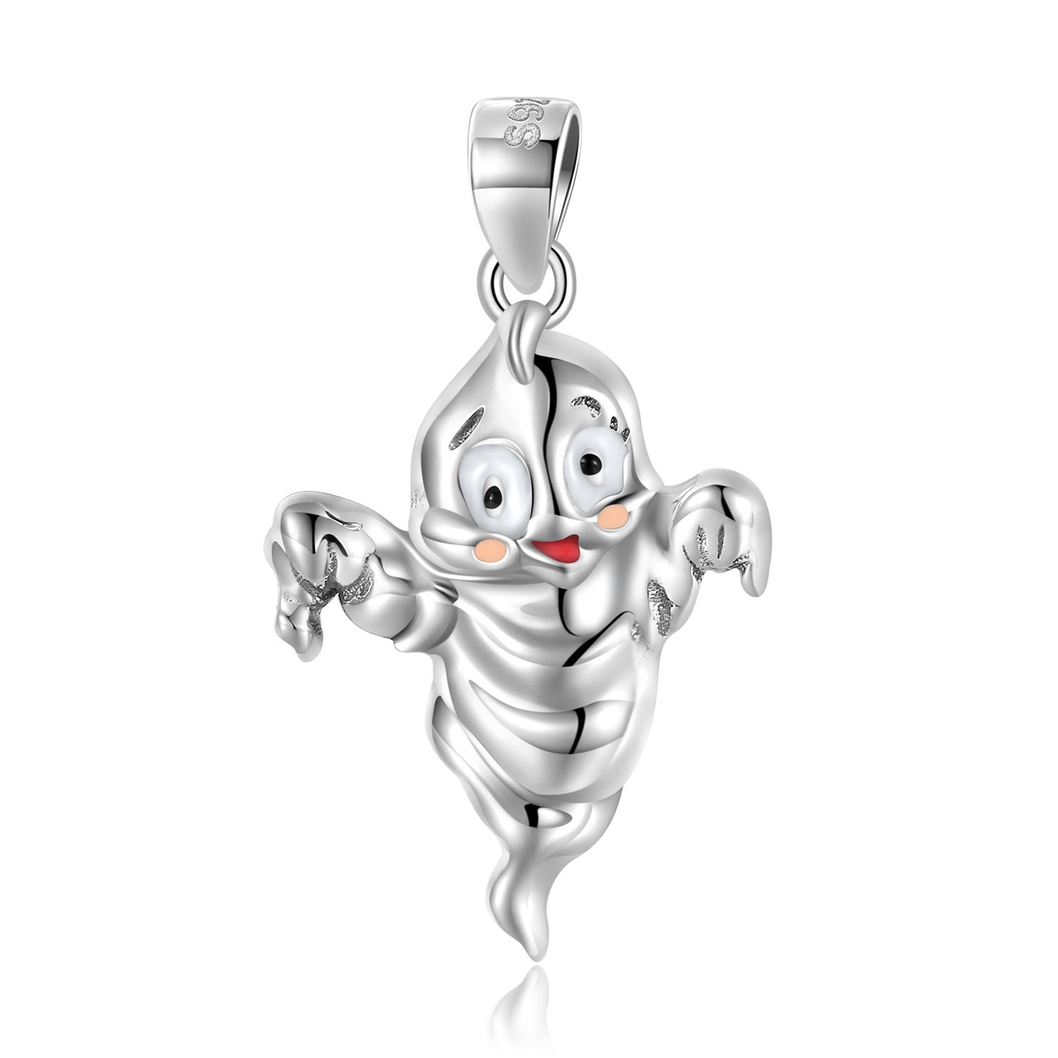 Wholesale Ghost Pendant S925 Sterling Silver Plain Silver Color Dripping Glue Necklaces ACC-NE-MC017