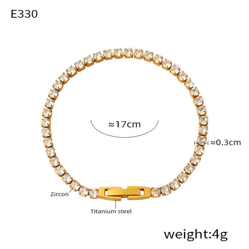 Wholesale Fashion Tennis Bracelet Titanium Steel Gold Plated Colorful Zircon Boutique Resale Jewelry