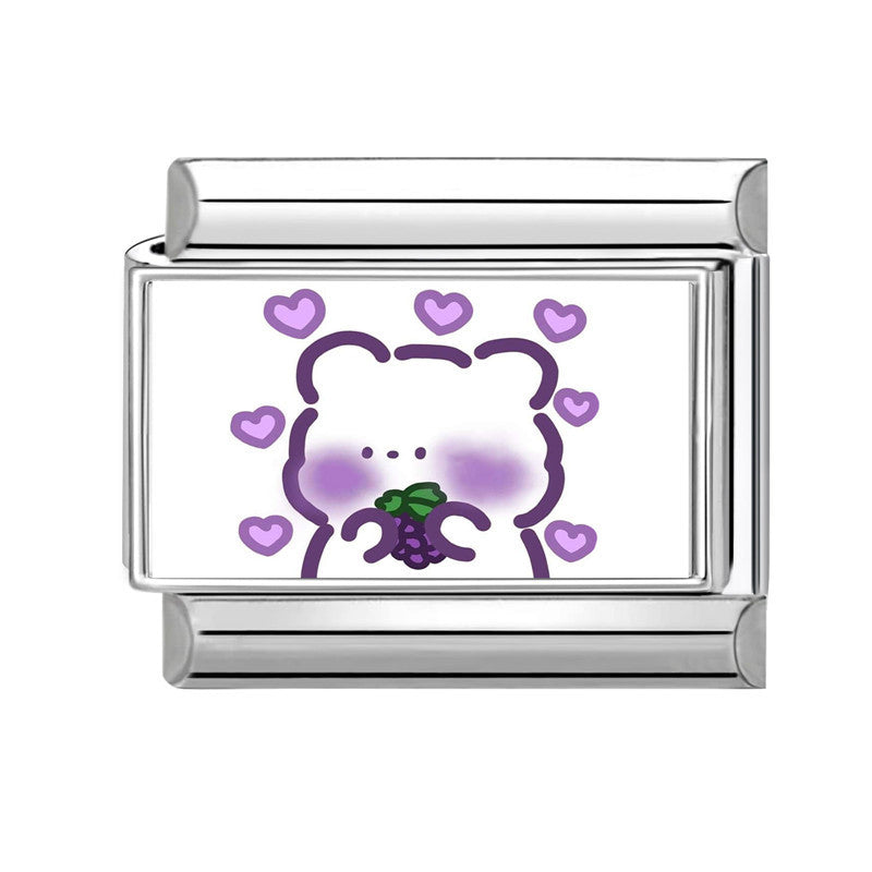 Wholesale Hearts and Love Italian Charms flowers DIY  Single Section Creative Stainless Steel Composable Bracelet