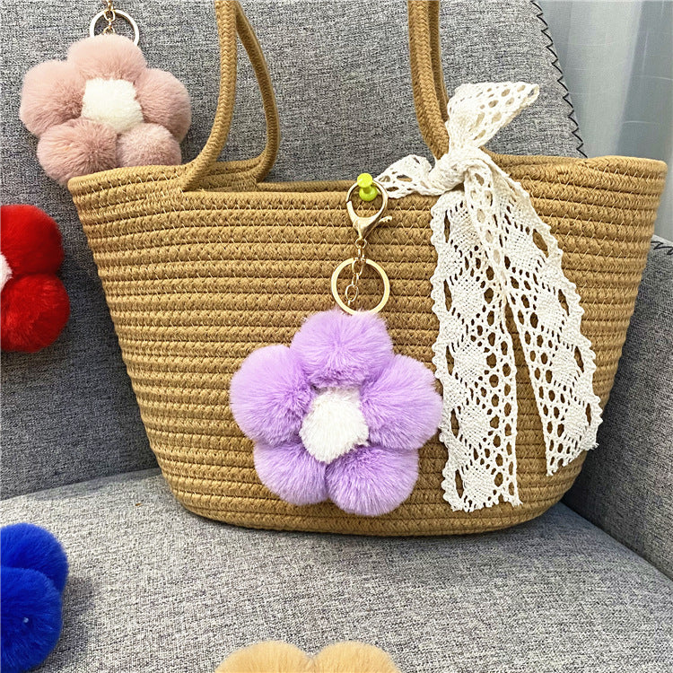 Wholesale Cute Flower Plush Keychain Red Plush Bag Charm For Bags And Car Keys Everyday Use Gift Boutique Resale
