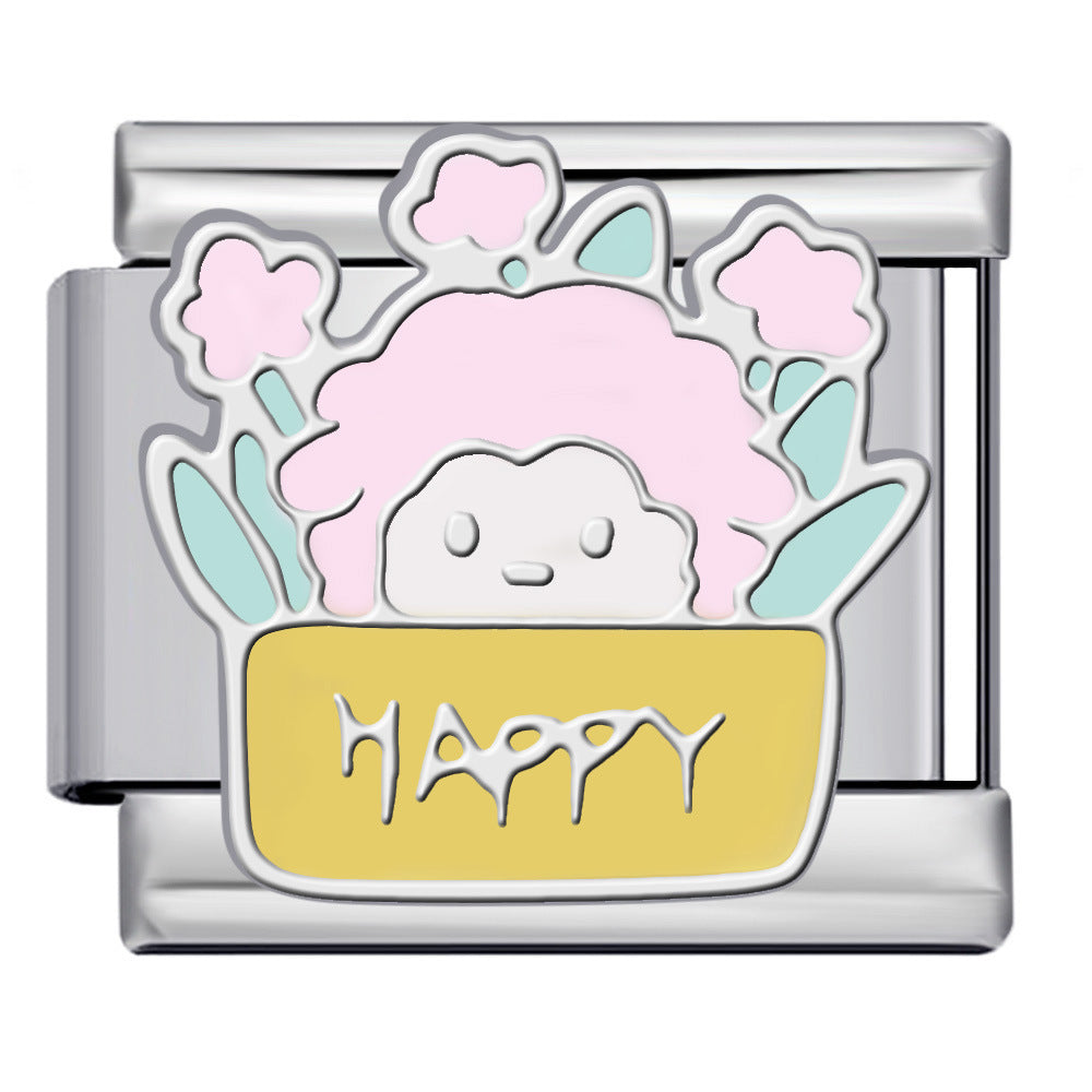 Wholesale 9mm Italian Charm Starter Bracelets DIY square Single Section Creative Stainless Steel Composable Bracelet