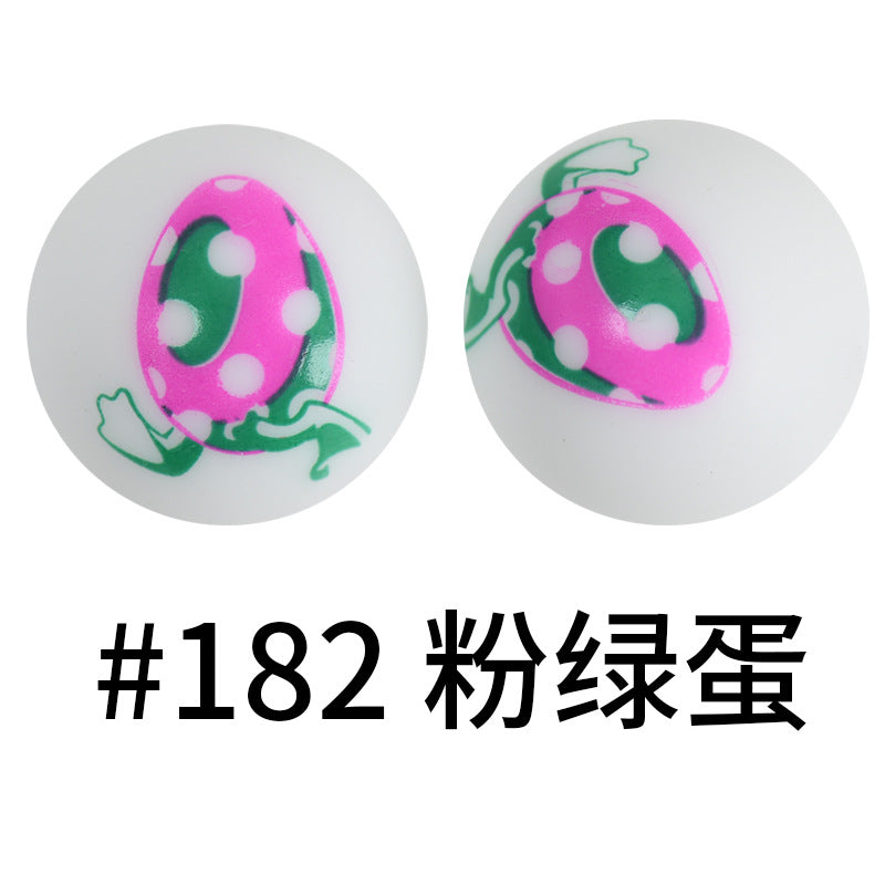 Wholesale 50pcs Western Style Leopard Skull Color Aztec Printed Silicone Balls Beads ACC-BDS-HeSheng005