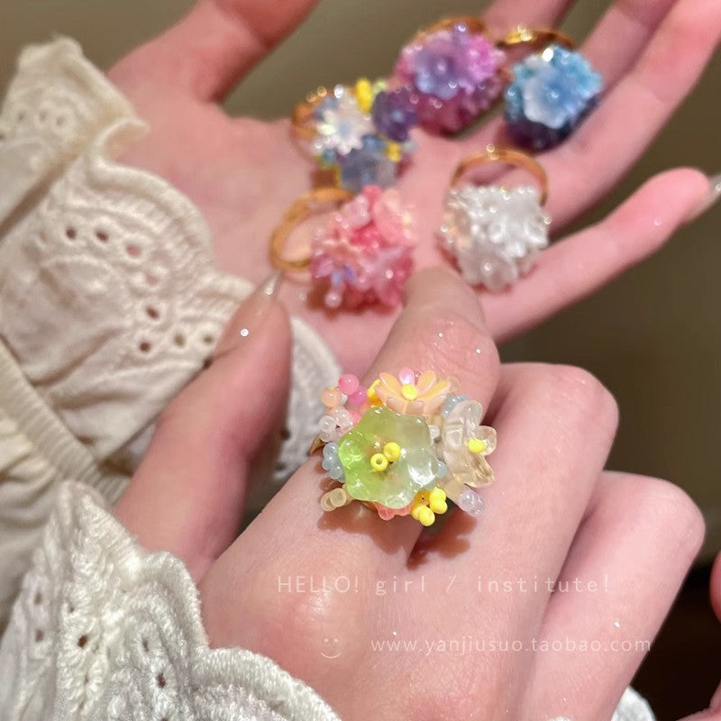 Wholesale Hydrangea flower light luxury high-end colorful ring