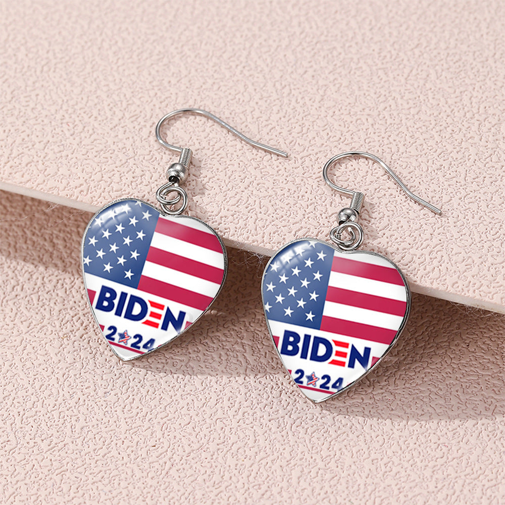 Wholesale Independence Day Stainless Steel Heart Earrings ACC-ES-XiangLian006