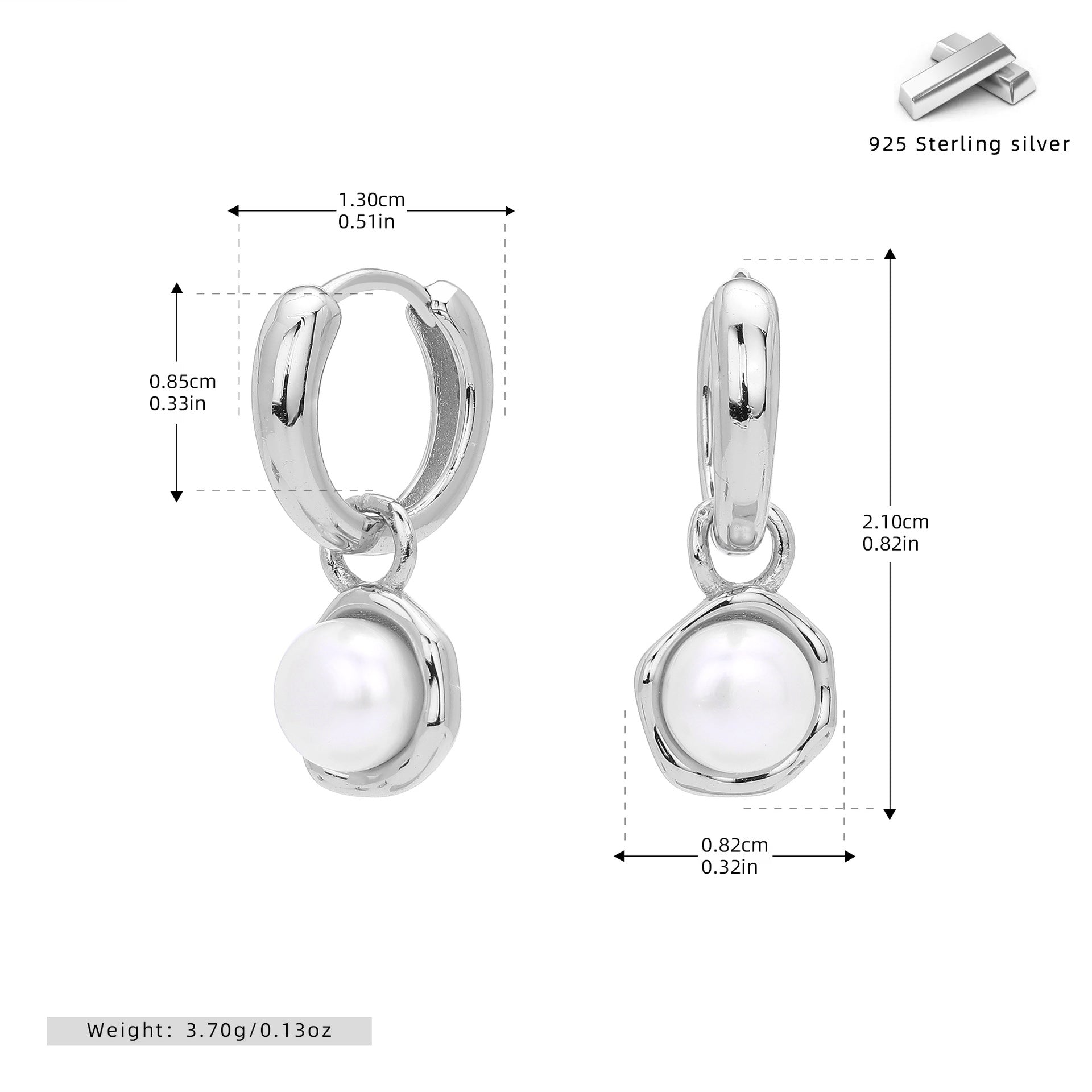Wholesale s925  Simple Pearl Ear Buckle Fashion  Earrings
