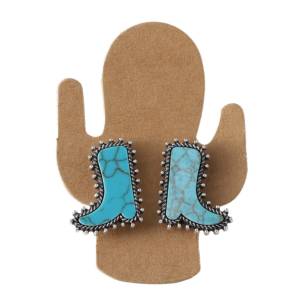 Wholesale Cactus Star Bull Head Heart Turquoise Earrings Necklace Set