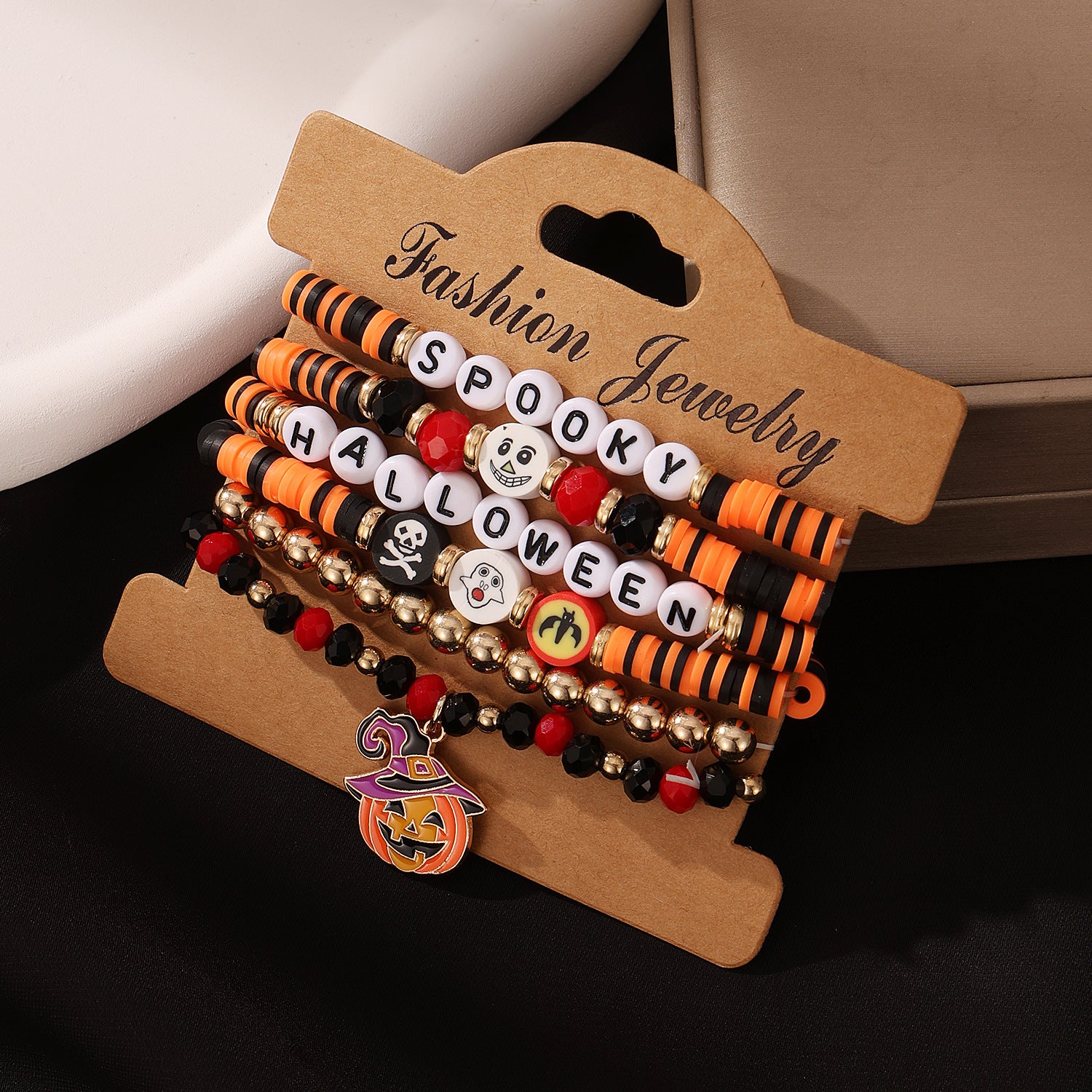 Wholesale  Halloween Funny Skull Skull Rice Bead Bracelet suit