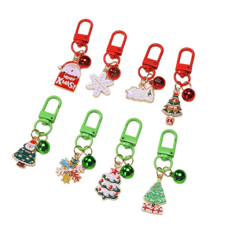 Wholesale Christmas cartoon bell old man snowflake keychain