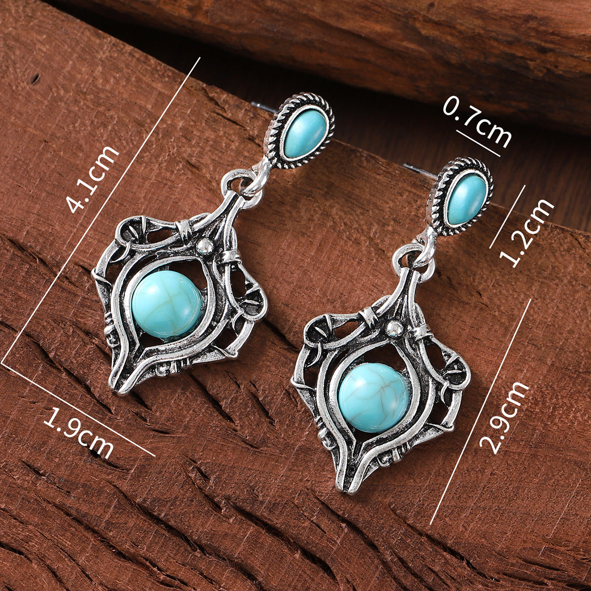 Wholesale Retro Simple Gem Wrapping Pendant Earrings