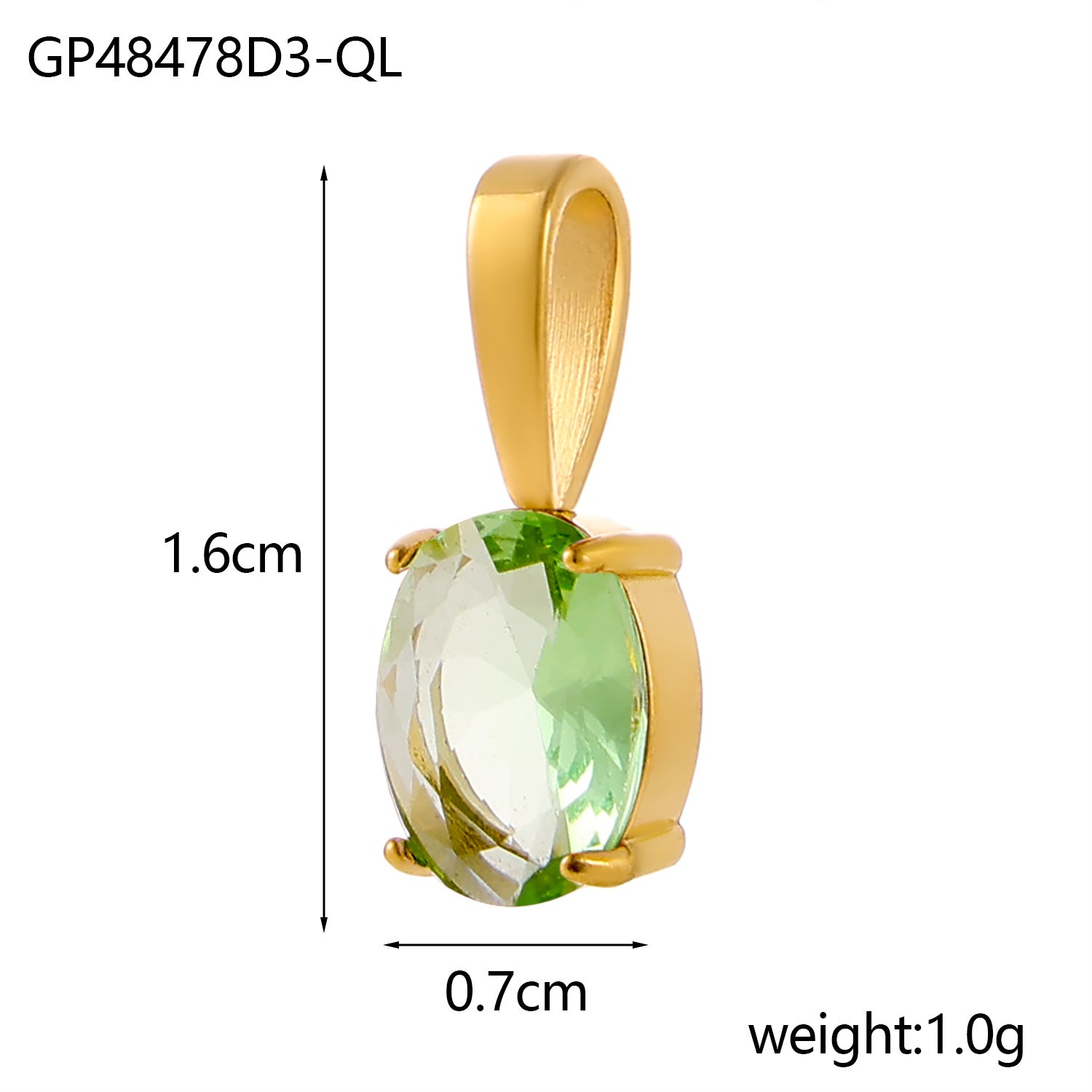 Wholesale Colorful zircon water droplets stainless steel December birthday stone pendant