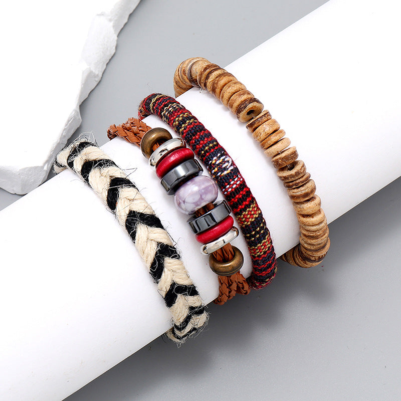 Wholesale Hand-woven Vintage Bracelets Diy 4-piece Set Bohemian Style ACC-BT-PK013