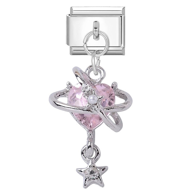 Wholesale Italian Charm Bracelet 9mm DIY Splicing Double Pendant Pentagram Stainless Steel Composable Bracelet