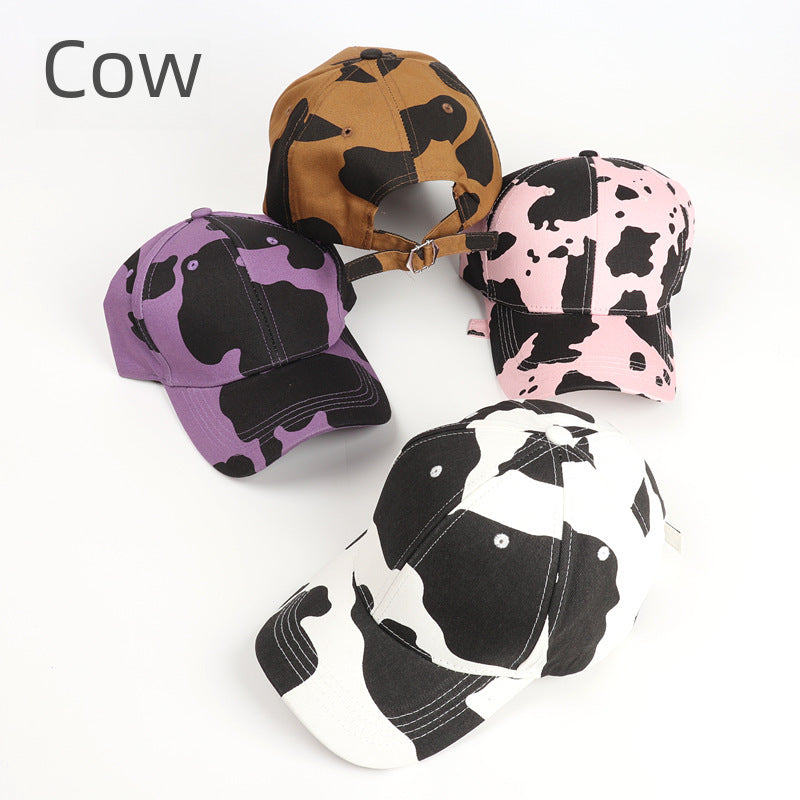 Wholesale Cartoon cow print leopard  baseball cap
