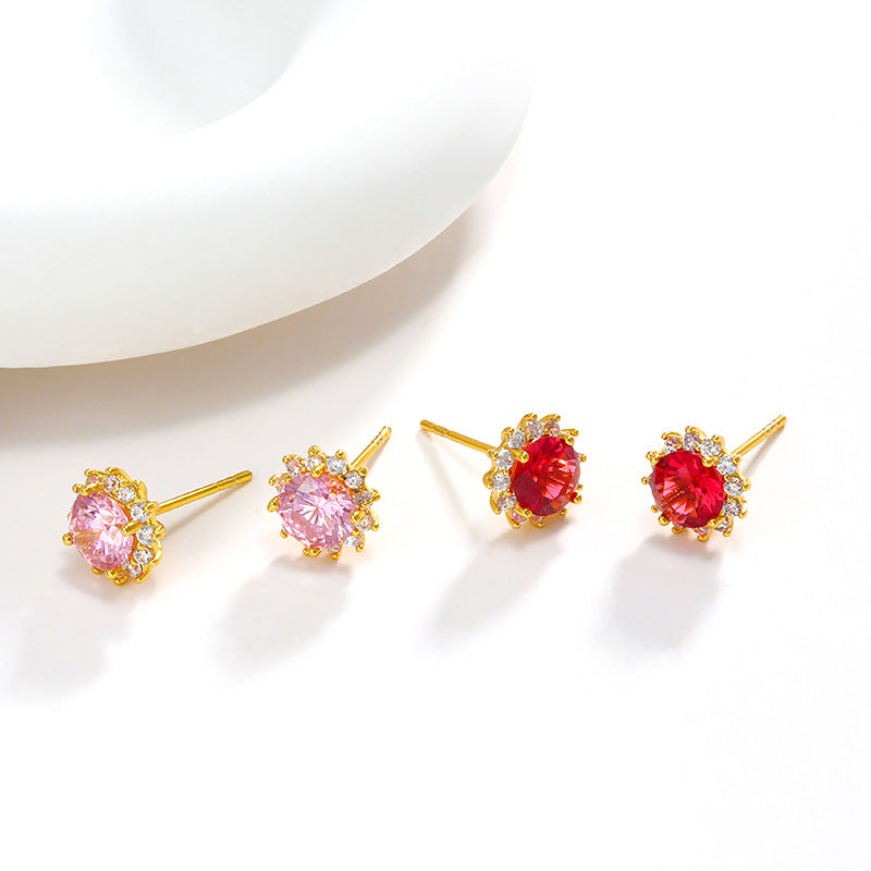 Wholesale Sunflower Emerald Alloy Earrings